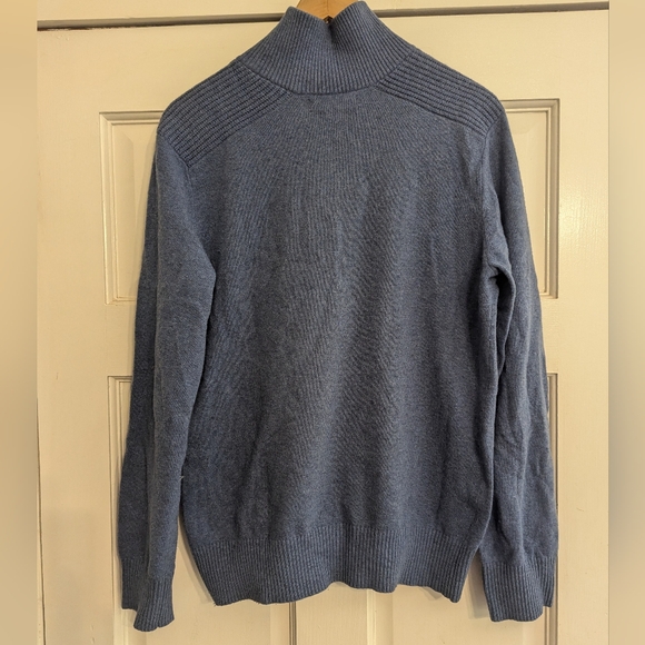 Banana Republic Henley Sweater Pullover sz M* 1/4 Zip Button Heather Blue Cotton - Picture 4 of 8